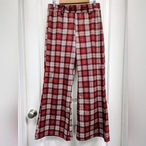 HALARA Red and Black Plaid Boot Flare Pants